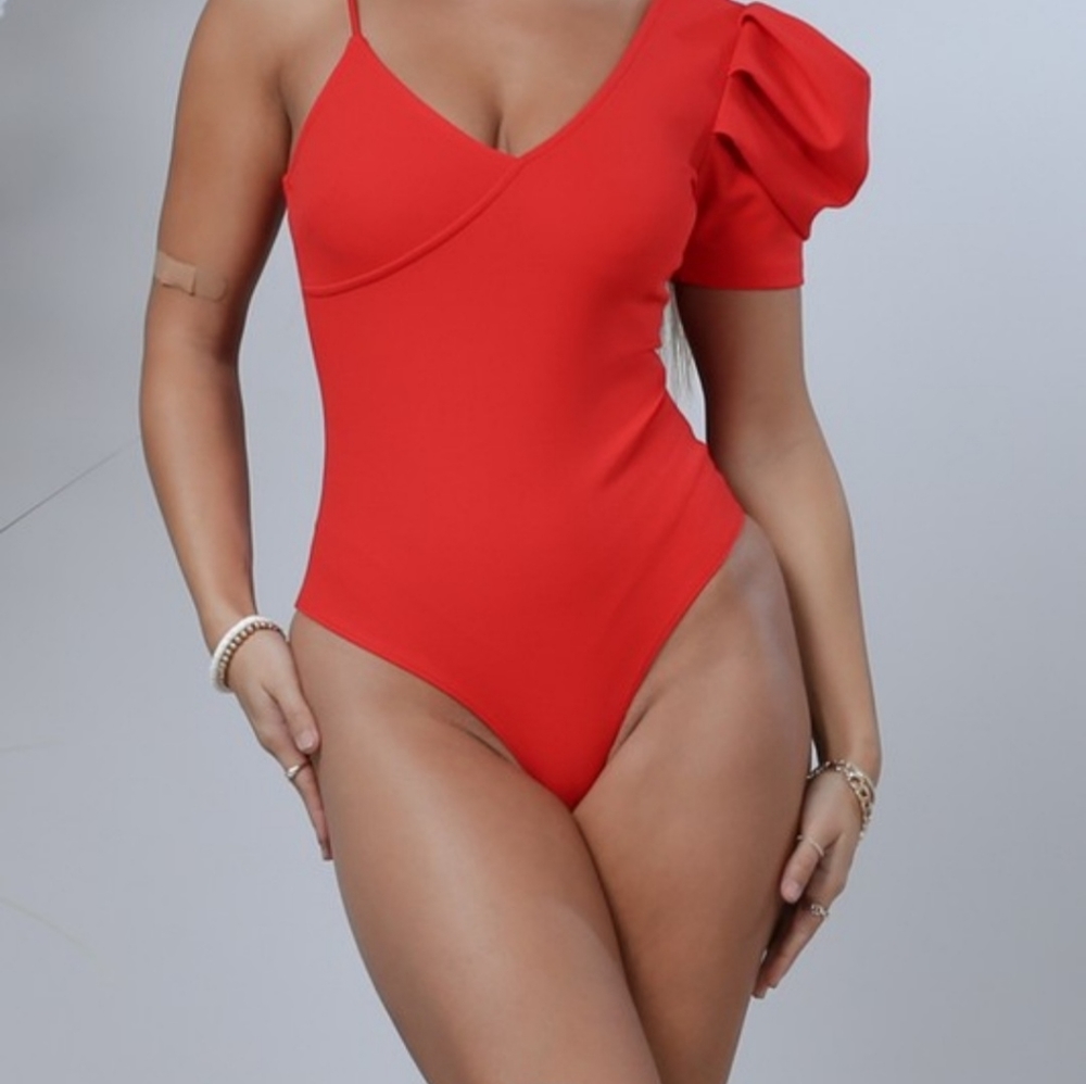 Red One Shoulder Bodysuit